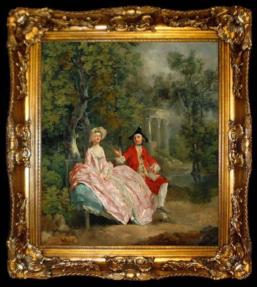 framed  Thomas Gainsborough Lady and Gentleman in a Landscape (mk08), ta009-2